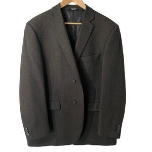 Andrew Fezza 100% Wool Blazer Mens 46 Regular Dark Grey Sport Coat Jacket EUC